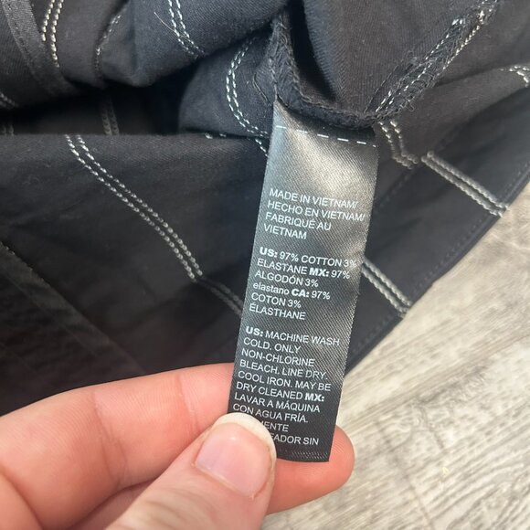 White House Black Market Washed Black Stripe Double Zip Moto Jacket B40 - Picture 5 of 7